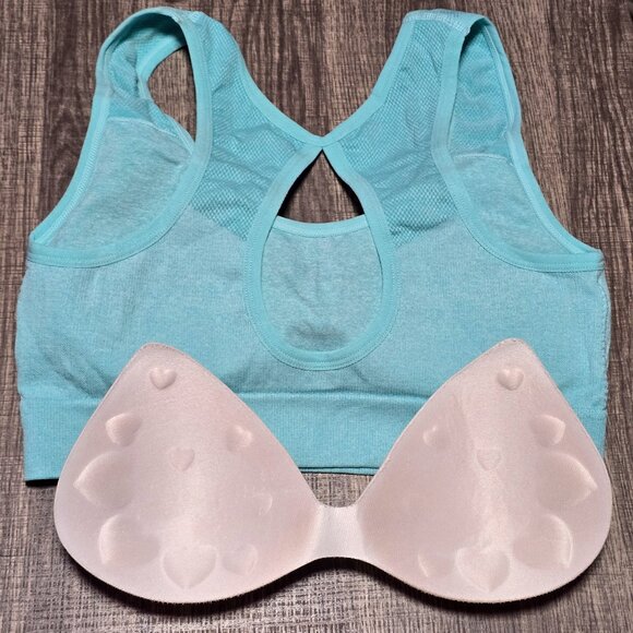 Padded Seamless Sports Bra Yoga Top Comfy Crop Athletic Gym CutoutBack Brand New - Picture 4 of 4